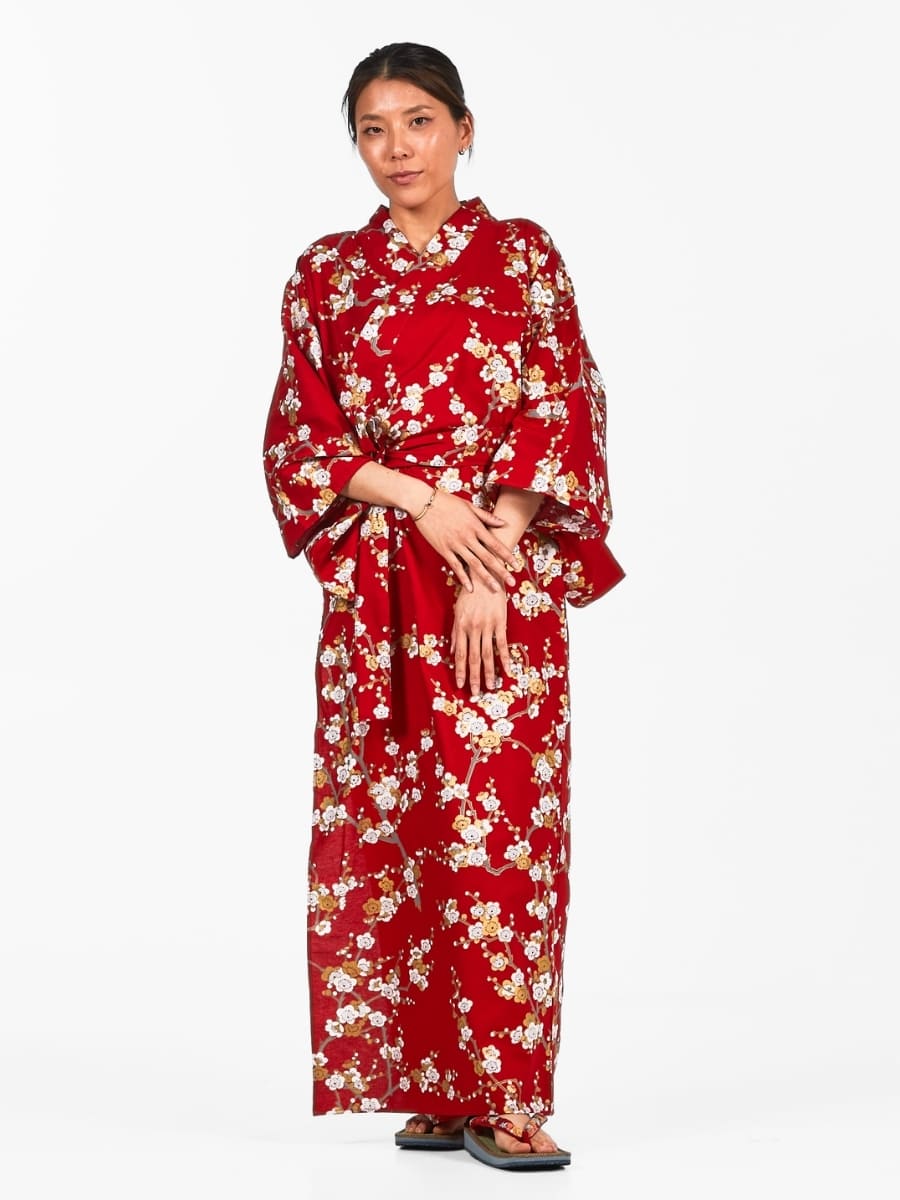 Shiraume Yukata Kimono för kvinnor