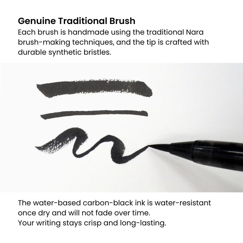 Svartlackerad bambupenna med pensel och träask