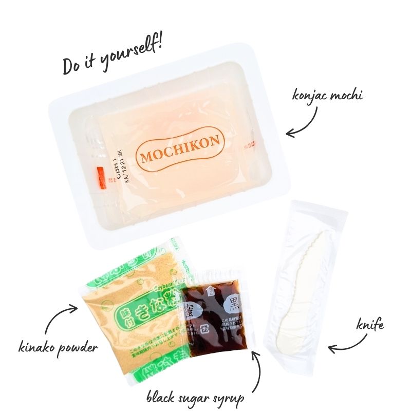 Mochikon Konjakgelé, svart socker & Kinako