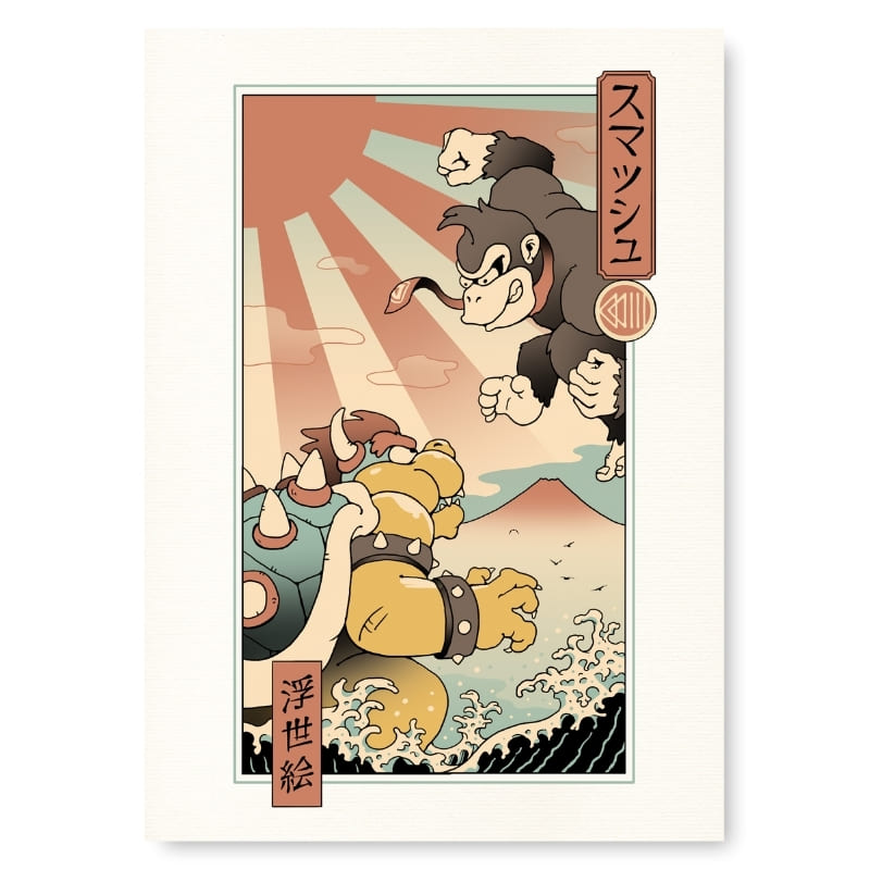 Ukiyo-e Kaiju Smash Japansk affisch - A3