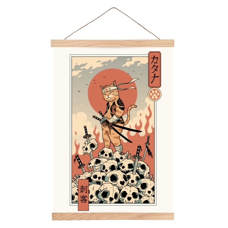 Japansk Ukiyo-e Neko Assassin-affisch - A3