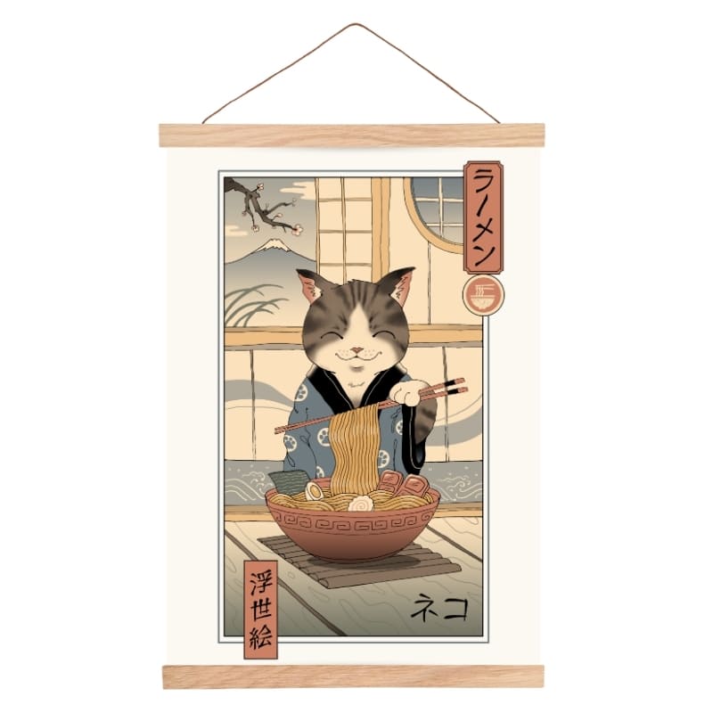 Japansk Ukiyo-e Neko Ramen-affisch - A3