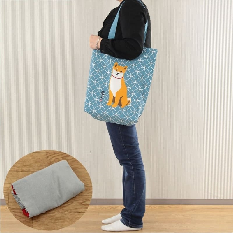 Blå Tote Väska Shiba Shippo