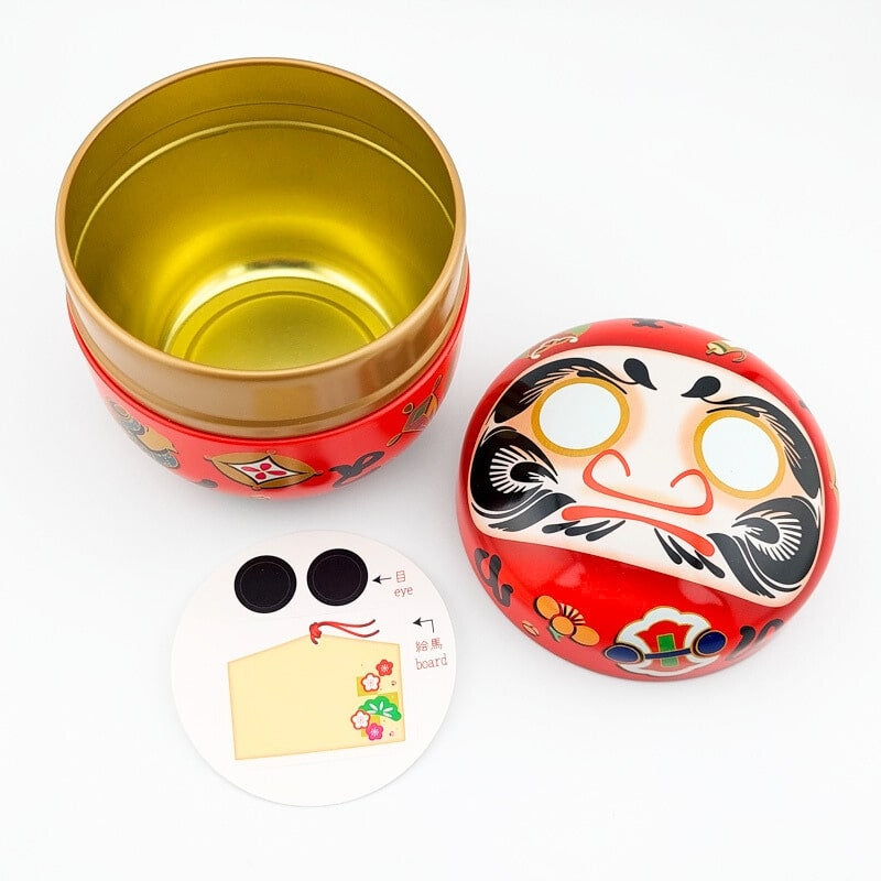 Daruma röd teask i metall