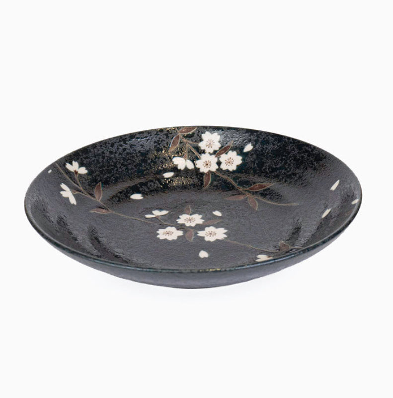 Djup japansk tallrik Kuro Sakura