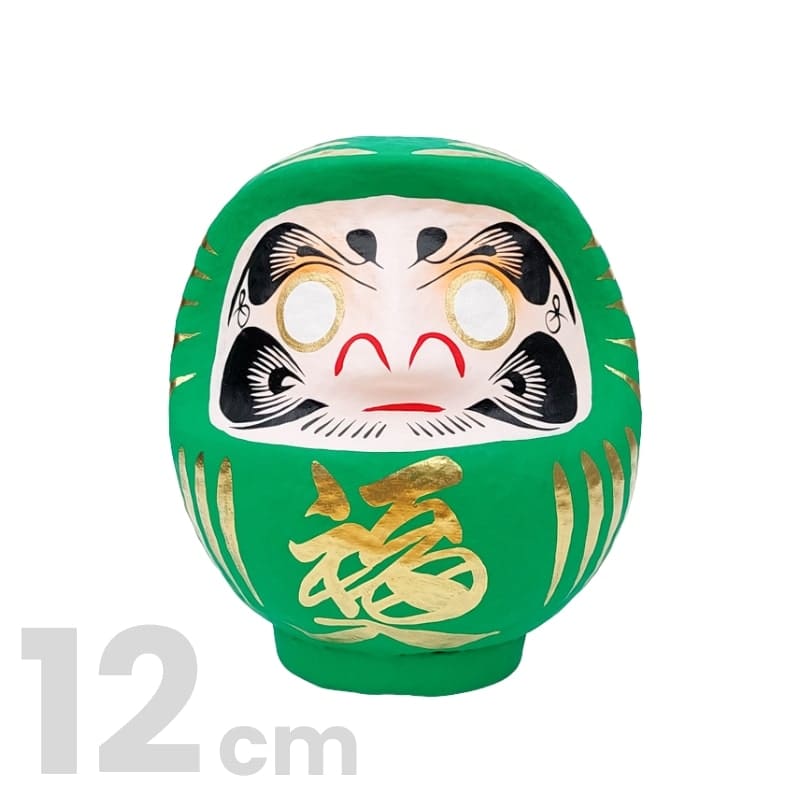 Grön japansk daruma 9 till 15 cm 12 cm