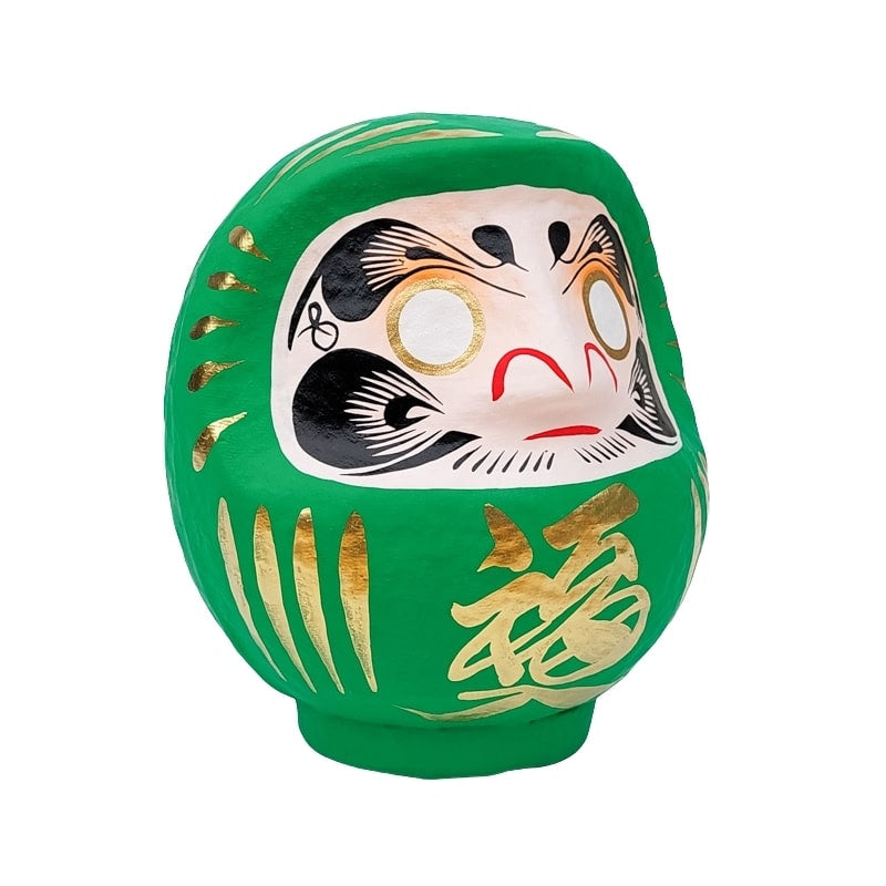 Grön japansk daruma 9 till 15 cm