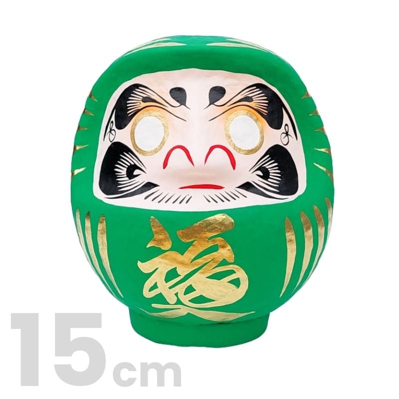 Grön japansk daruma 9 till 15 cm 15 cm