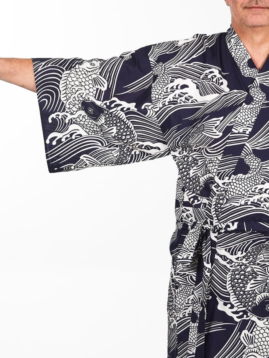 Happi Kimono Carp Koi för män En storlek