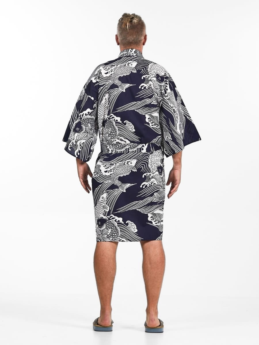 Happi Kimono Carp Koi för män En storlek