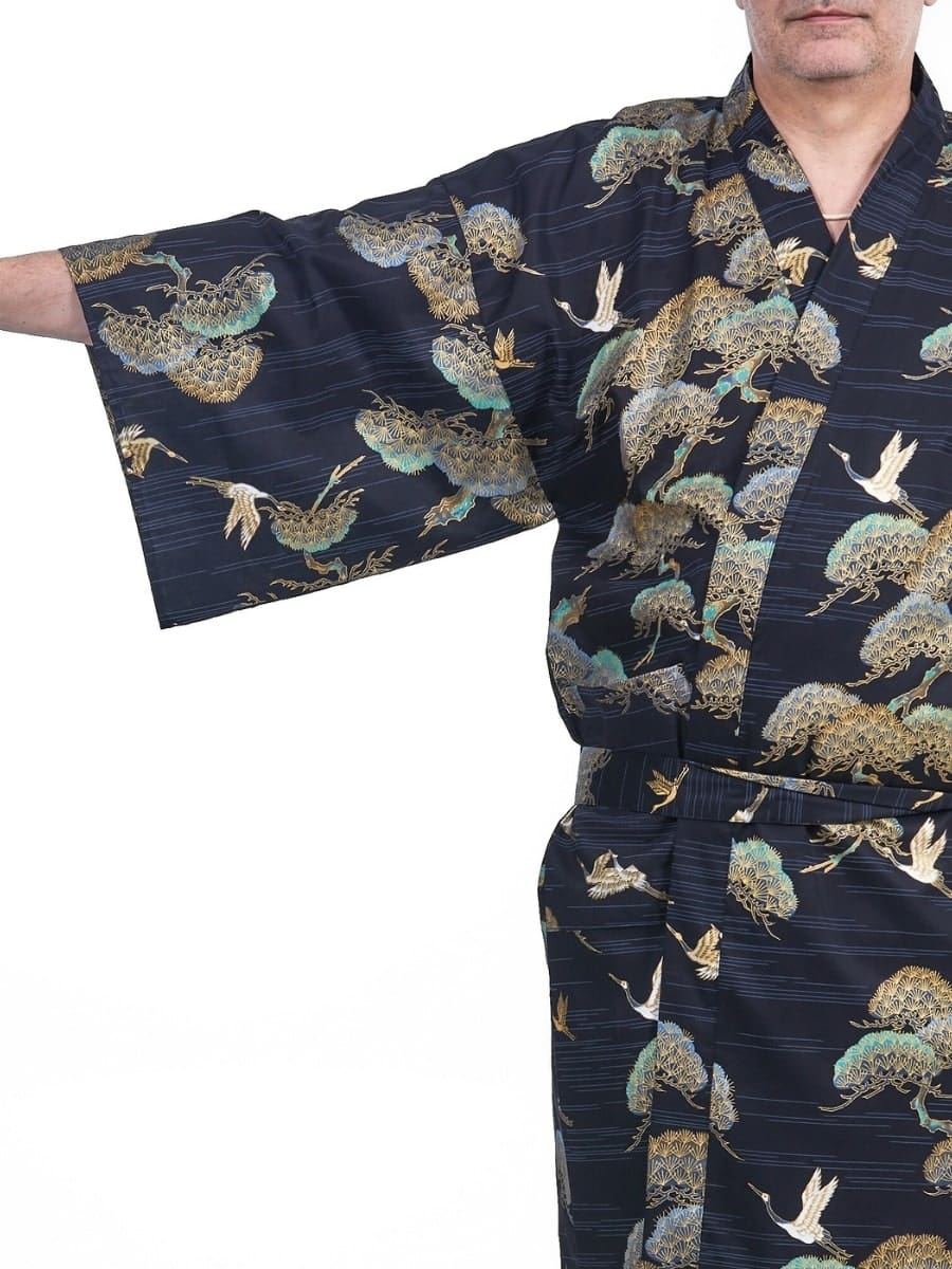 Happi Kimono Crane & Pine för män En storlek