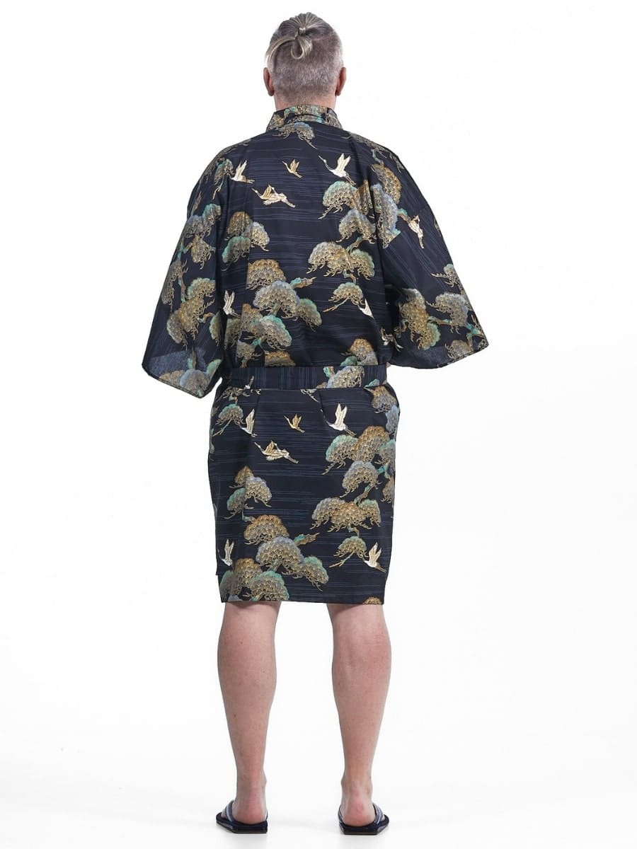 Happi Kimono Crane & Pine för män En storlek