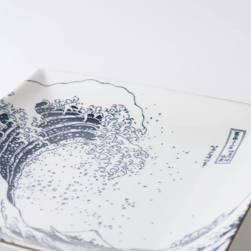 Hokusai japansk fyrkantig tallrik