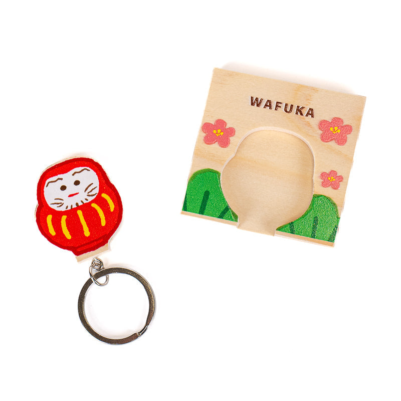 Japansk cypress nyckelring Daruma