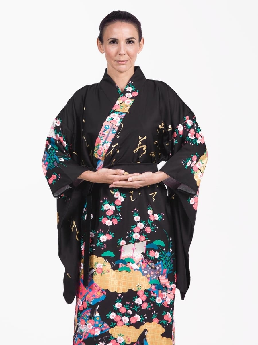 Japansk Furisode Kimono för kvinnor En storlek