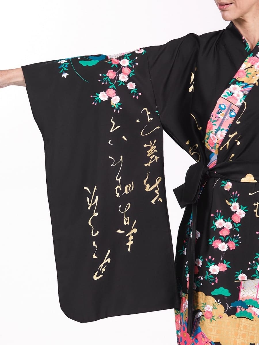 Japansk Furisode Kimono för kvinnor En storlek