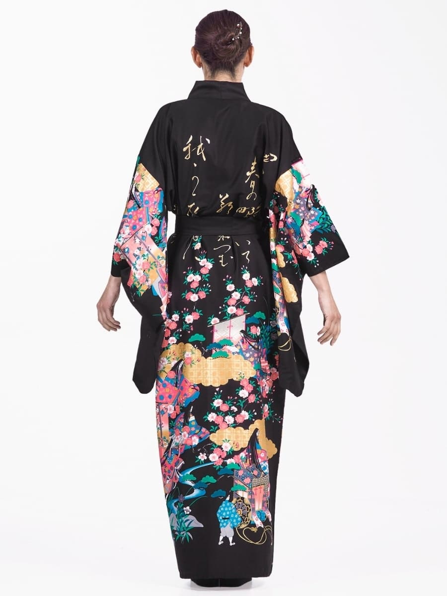 Japansk Furisode Kimono för kvinnor En storlek