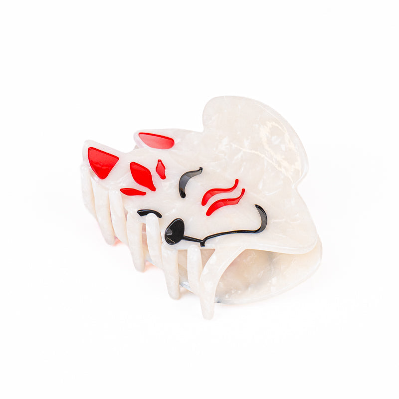 Japansk hårklämma med kitsune-mask