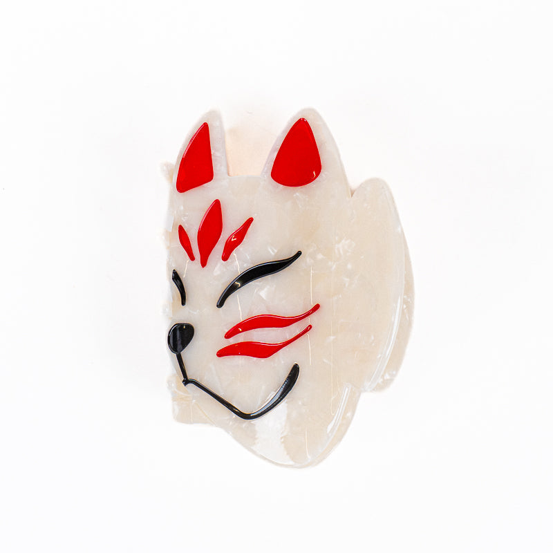 Japansk hårklämma med kitsune-mask