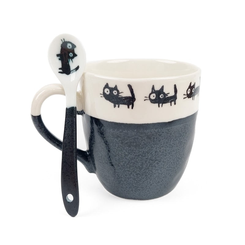 Japansk kaffesked Svart katt