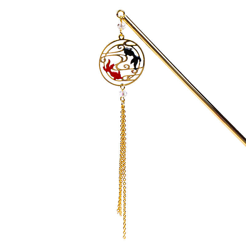 Japansk Kanzashi - Röd & Svart Fisk