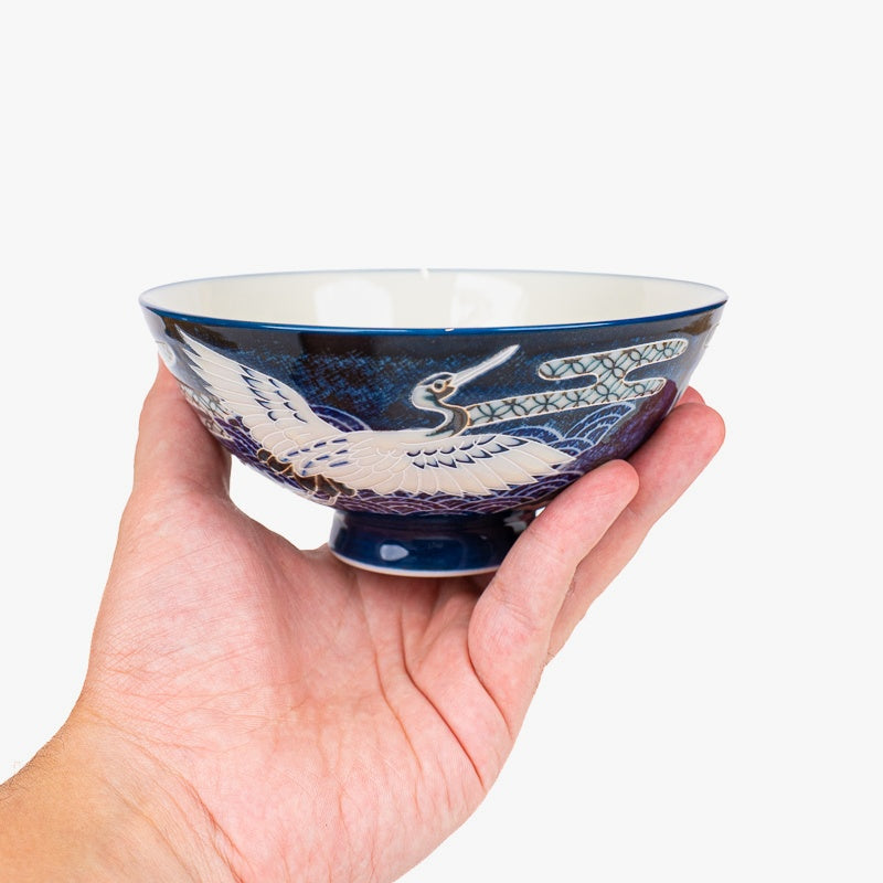 Japansk keramisk skål Tsuru