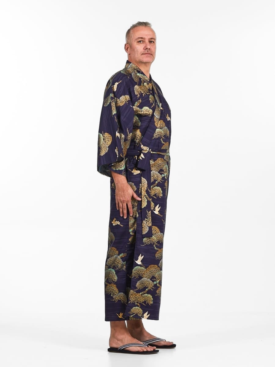 Japansk Kimono Crane & Pine för män En storlek