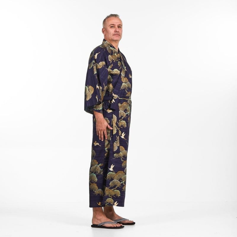 Japansk Kimono Crane & Pine för män En storlek
