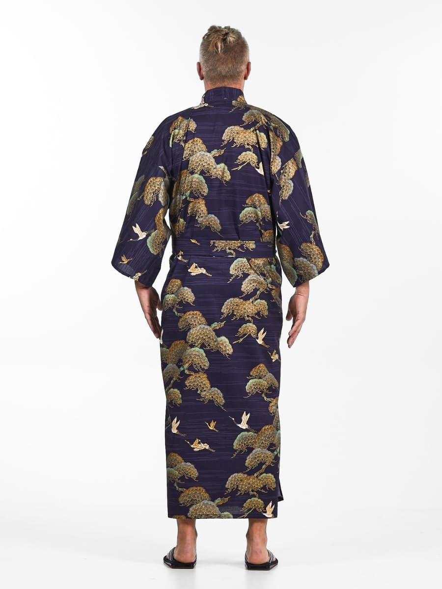 Japansk Kimono Crane & Pine för män En storlek