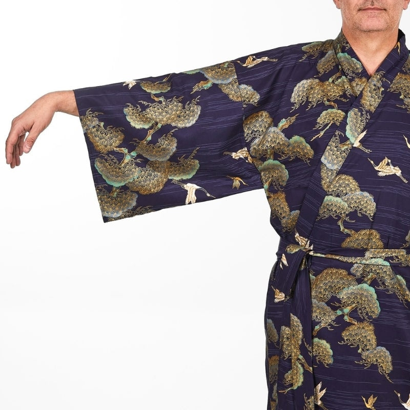 Japansk Kimono Crane & Pine för män En storlek