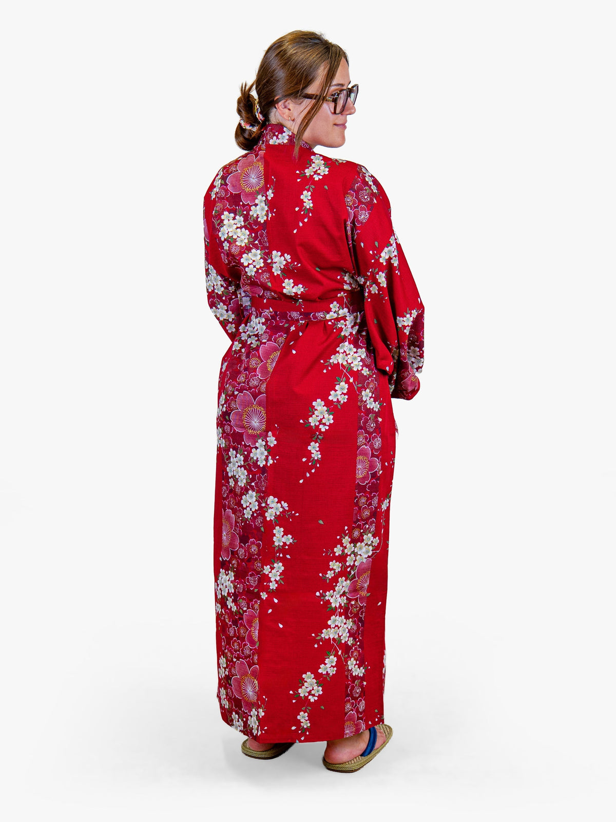 Japansk Kimono Dam – Röd Sakura