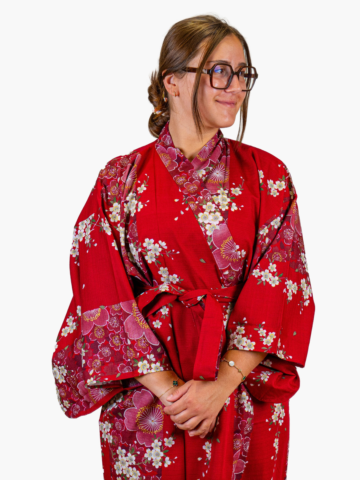 Japansk Kimono Dam – Röd Sakura