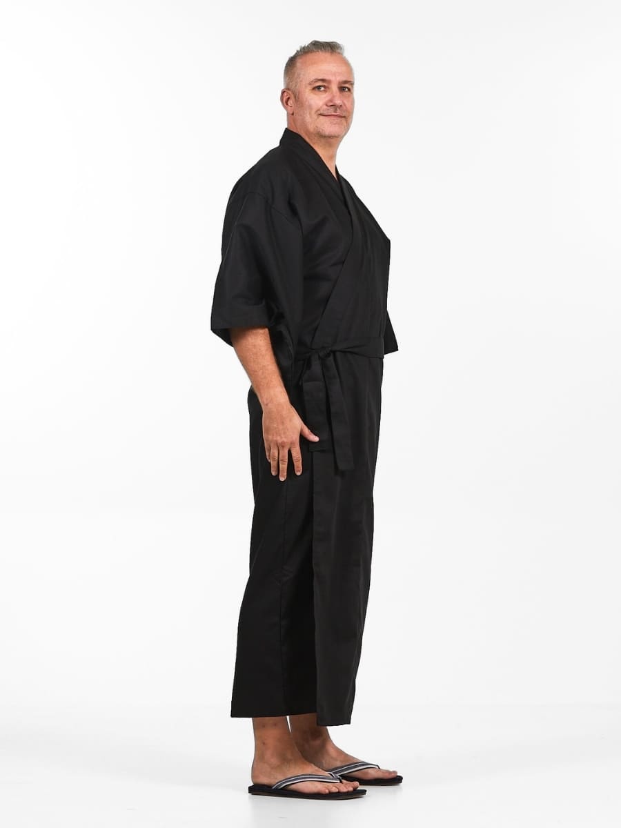Japansk Kimono för män Svart En storlek