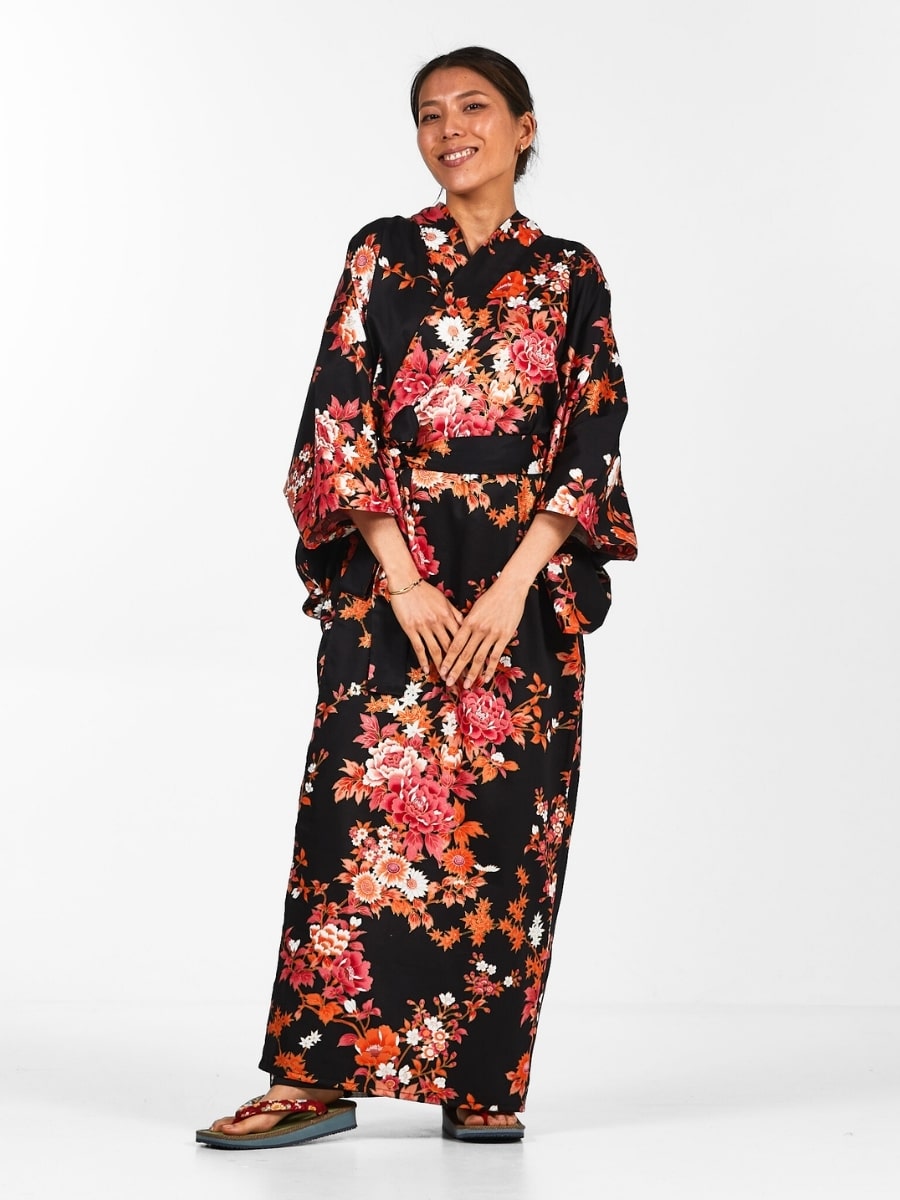 Japansk Kimono Sakura to Botan för kvinnor En storlek
