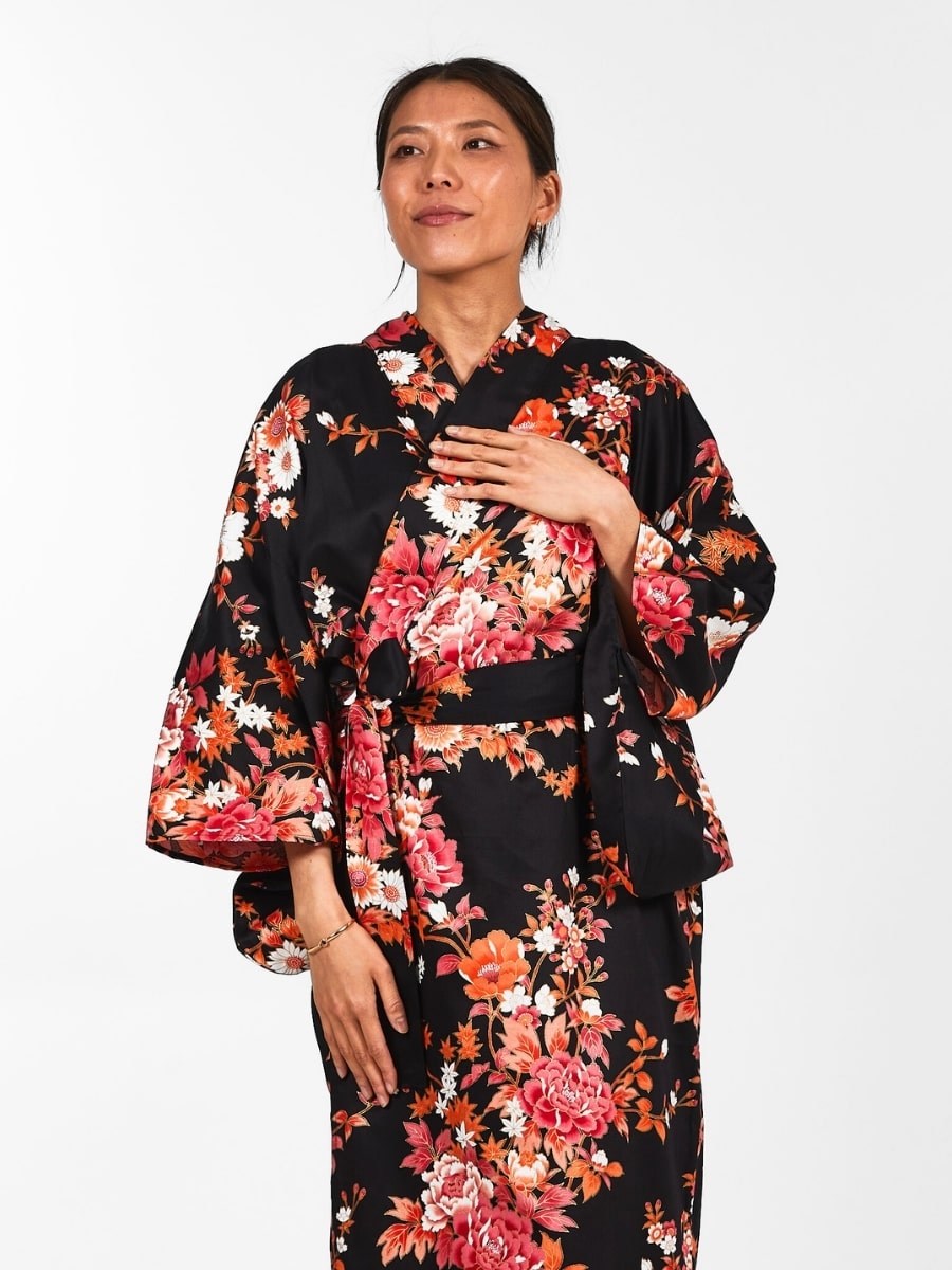Japansk Kimono Sakura to Botan för kvinnor En storlek