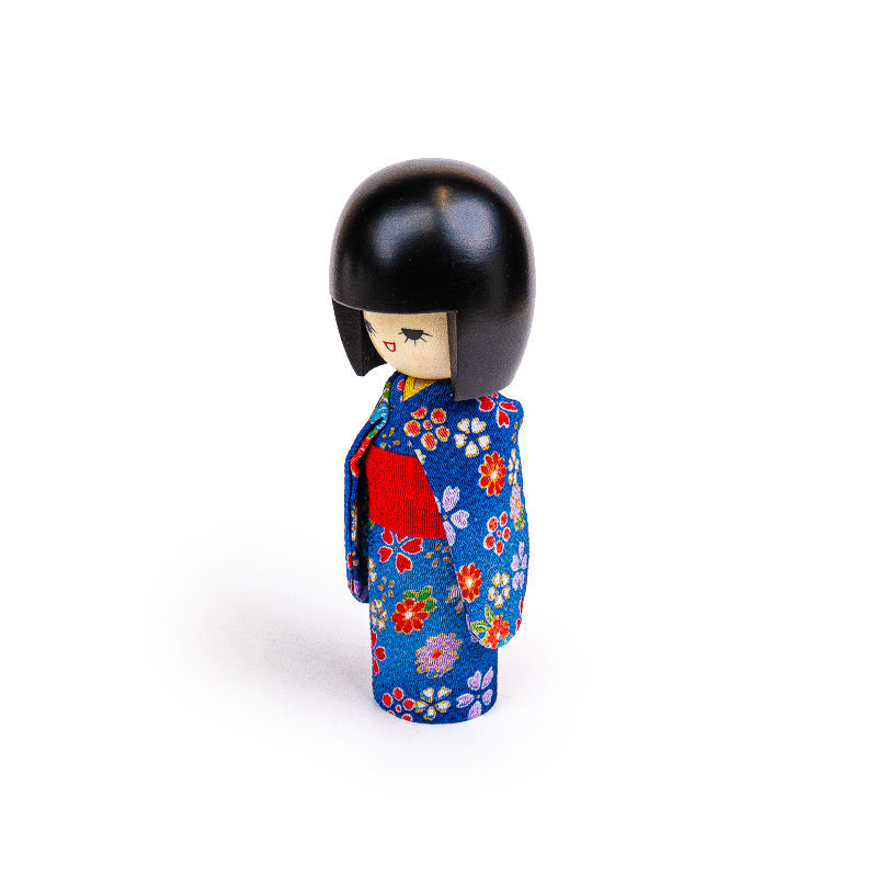 Japansk Kokeshi Docka - Blå Kimono