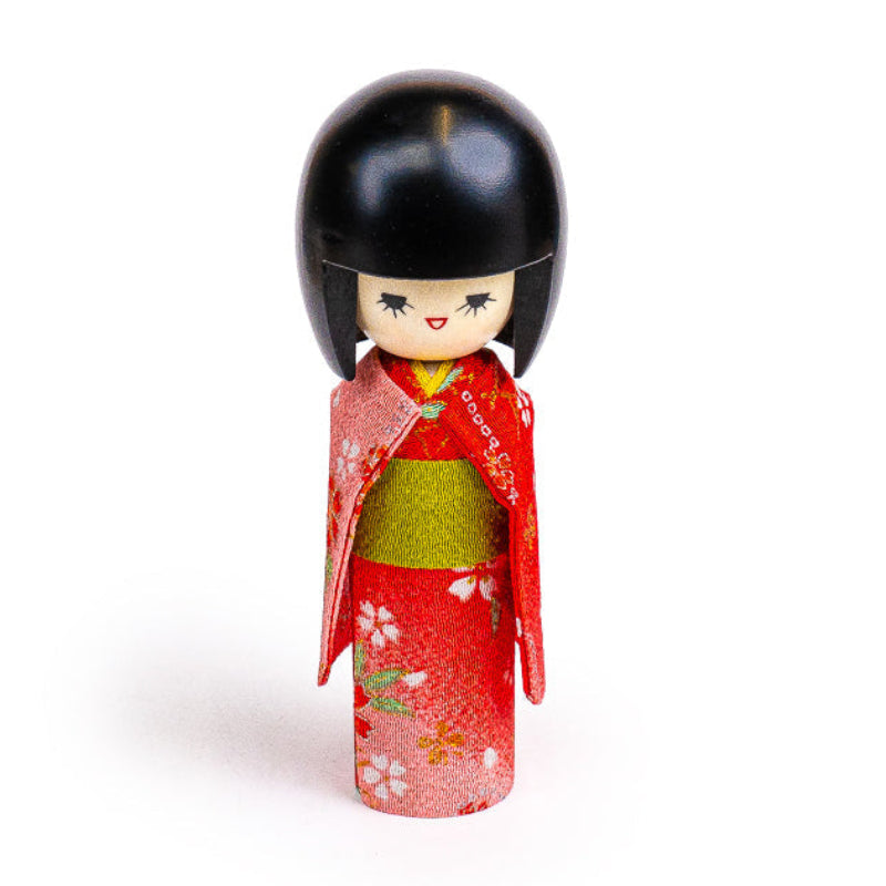Japansk Kokeshi Docka - Röd Kimono