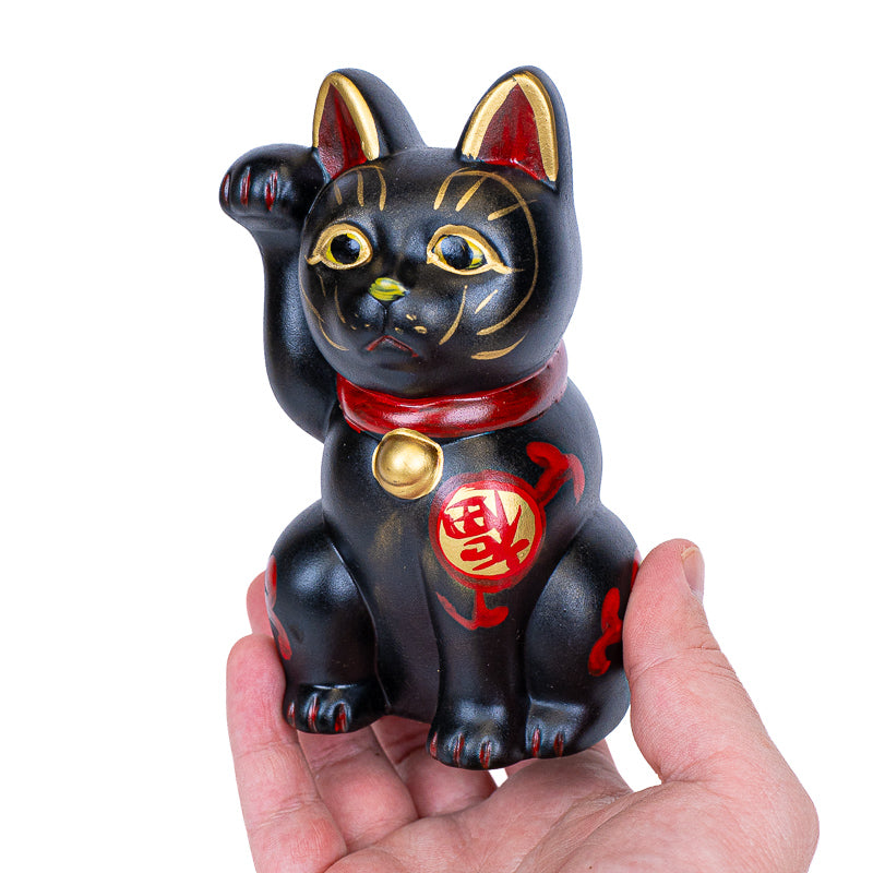 Japansk Maneki Neko - Svart Keramik