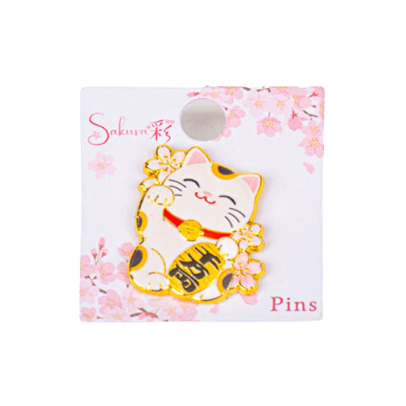 Japansk metallpin med Maneki-Neko