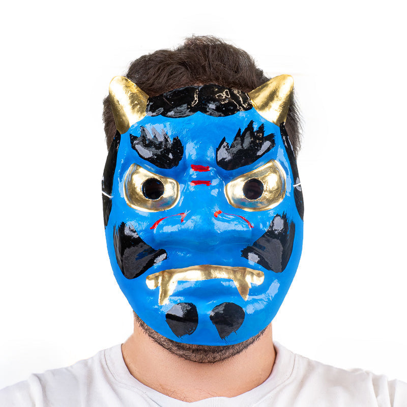 Japansk Oni-mask i Papier-maché - Blå