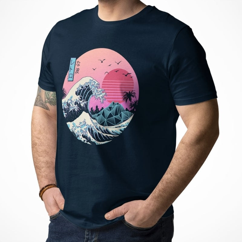 Japansk Retro Kanagawa T shirt
