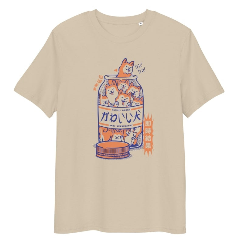 Japansk Shiba Anti depressiv T shirt S / Beige