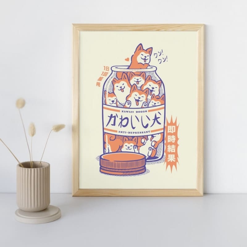 Japansk Shiba Glädjespridande Poster A3