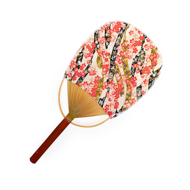 Japansk Solfjäder Uchiwa Washi Hana