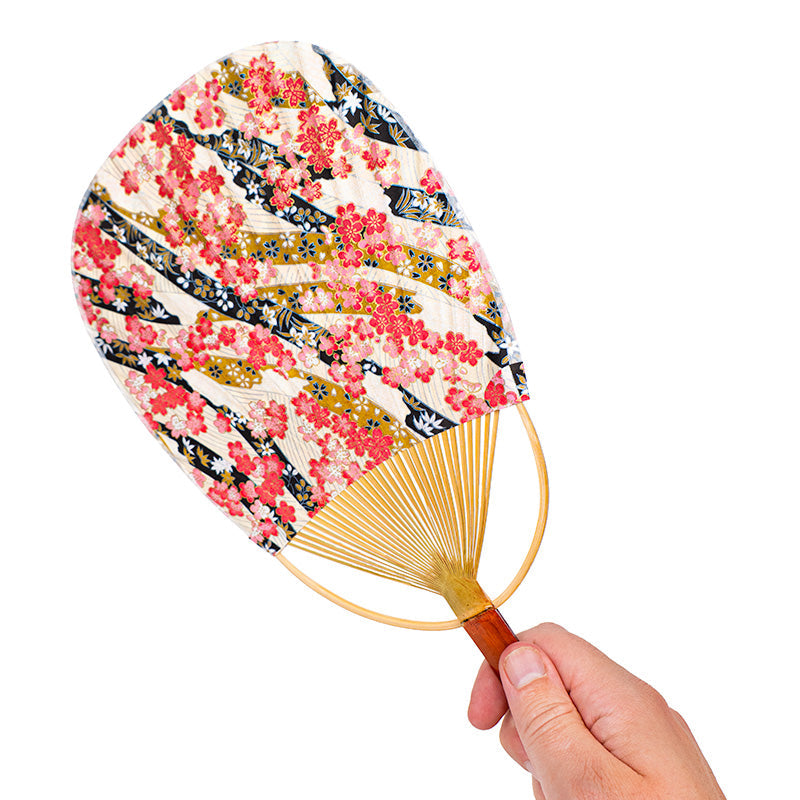 Japansk Solfjäder Uchiwa Washi Hana