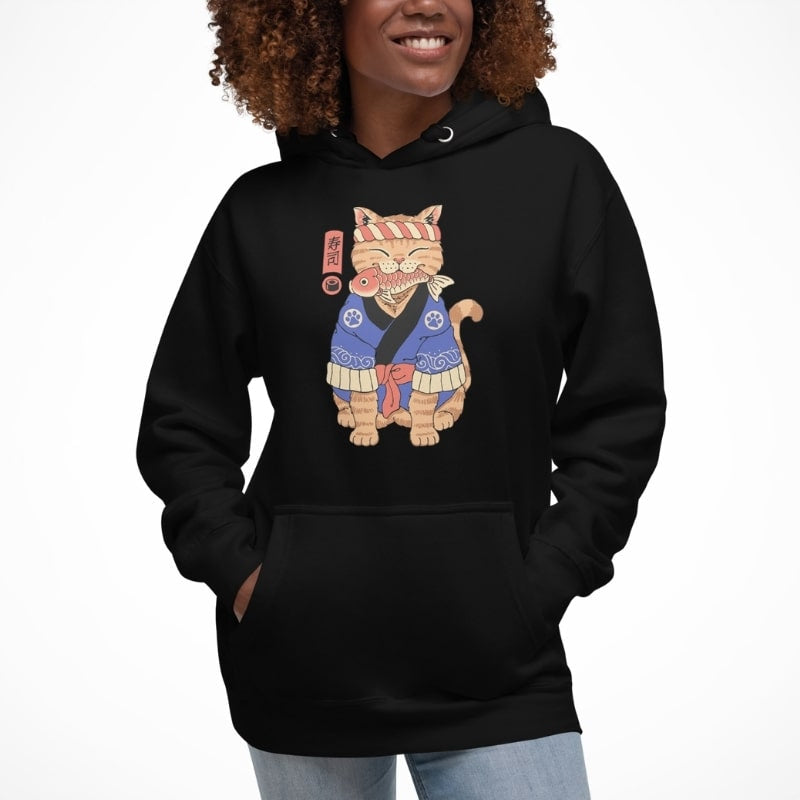 Japansk sweatshirt Neko Sushi Master