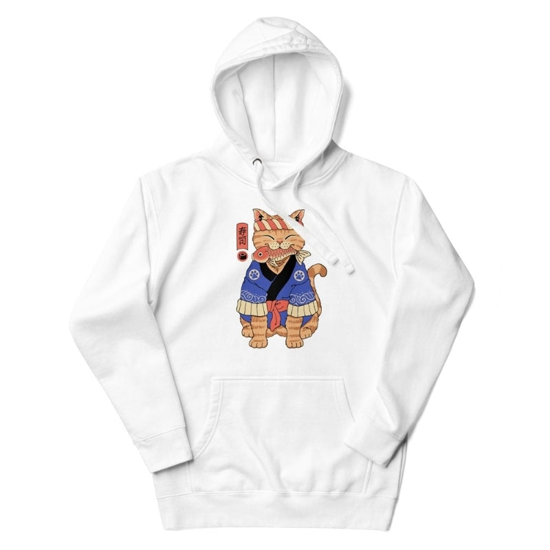 Japansk sweatshirt Neko Sushi Master S / Blanc