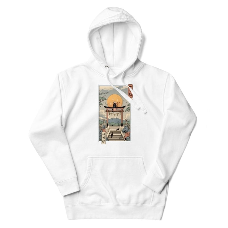 Japansk sweatshirt Ukiyo e Neko Inari S / Blanc