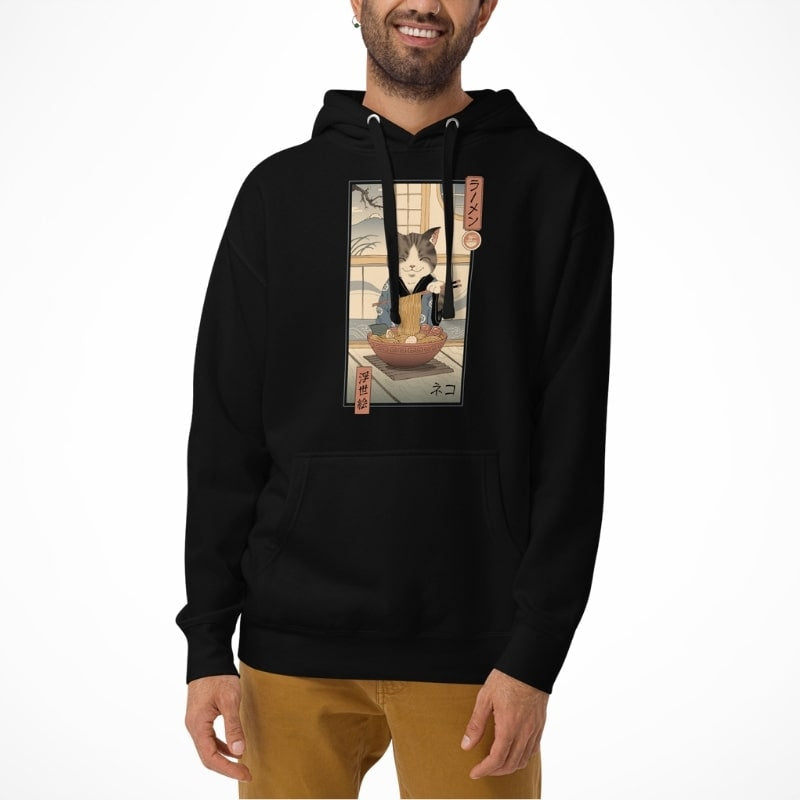 Japansk sweatshirt Ukiyo e Neko Ramen