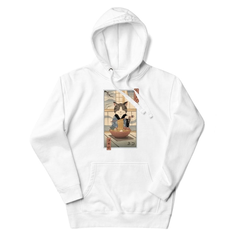 Japansk sweatshirt Ukiyo e Neko Ramen S / Blanc